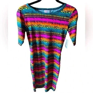 Lularoe XS neon striped Julia pencil dress! NWT. 80S nostalgia!Summer fun! NWT